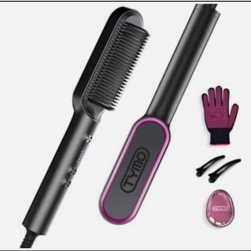 TYMO Ring Black and Pink Hair Straightening Comb